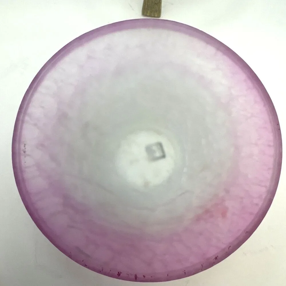 Crackled Glass Bowl Vase Candle Holder Orb Ornate Brass Stand Purple 4x4.25